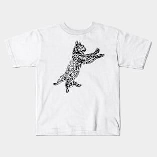 Dancing black doodle cat Kids T-Shirt